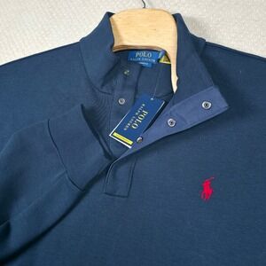 NWT Polo Ralph Lauren Performance Pullover Mens XL Aviator Navy Mock Neck Snap